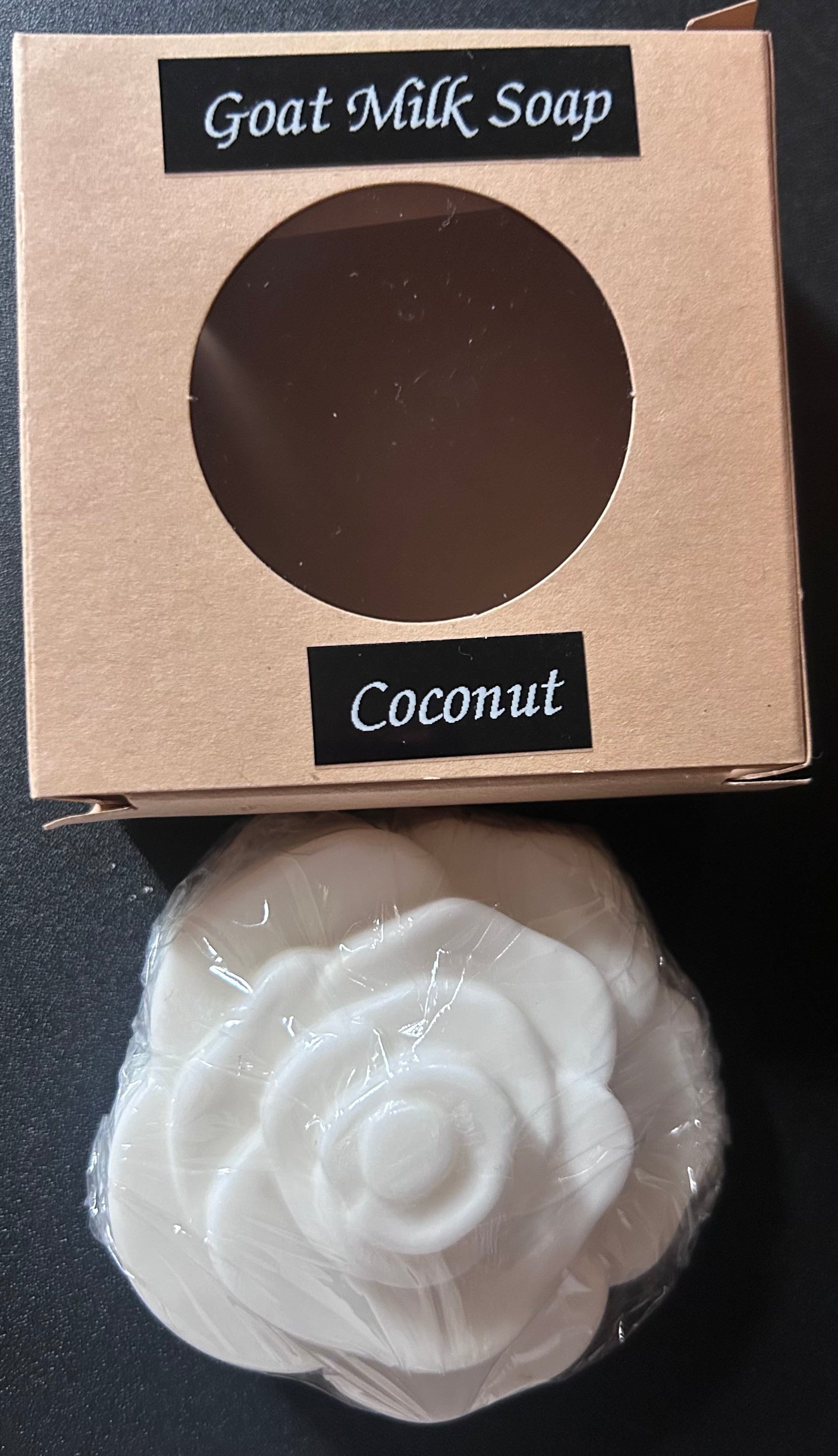 Goat milk soap in a rose shape - 'Coconut' 