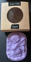 Purple soap with fairy design in a 'Goat Milk Apple' box 